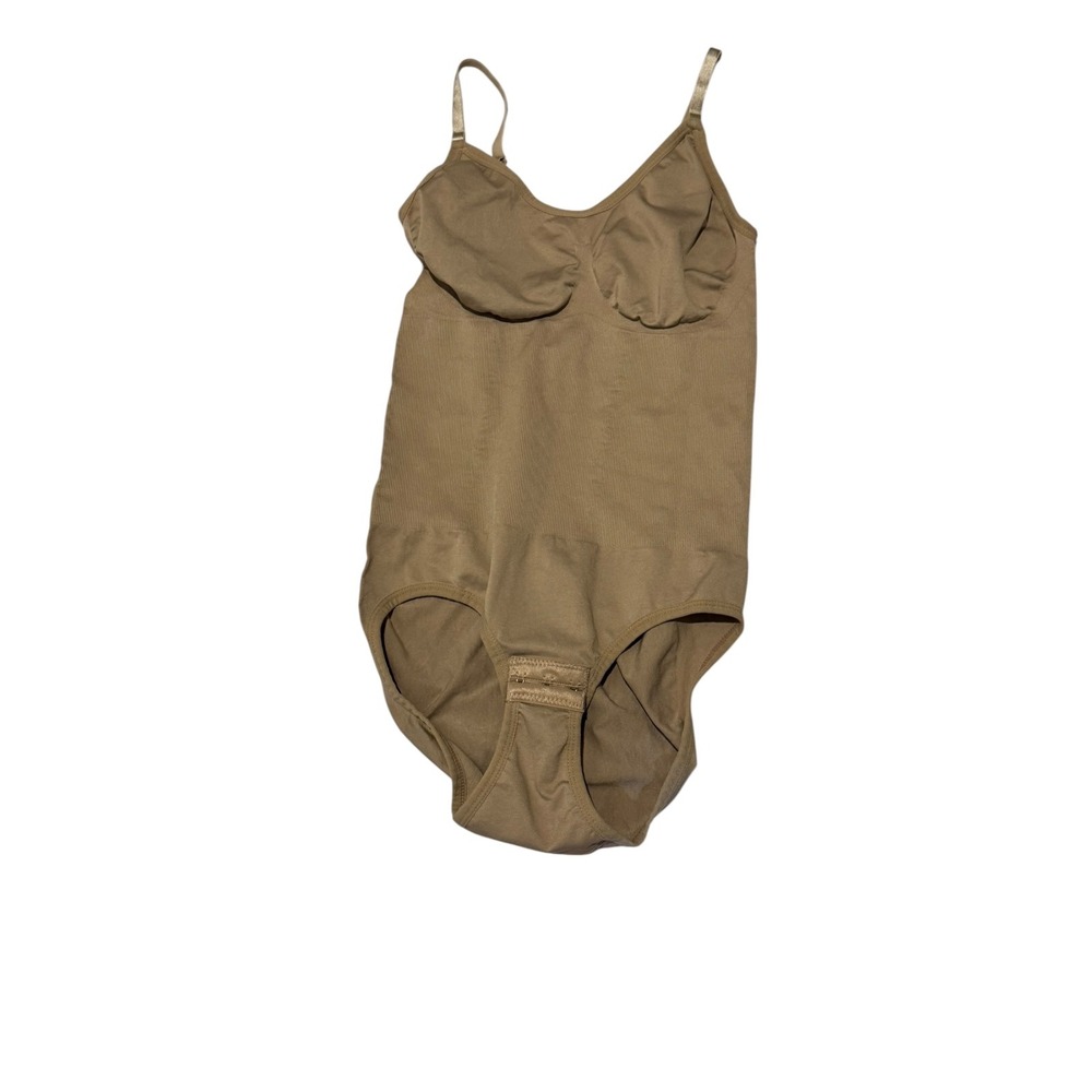 Unbranded Tan Nude Shapewear Bodysuit Medium Adjustable Straps Hook Eye‎ Gusset